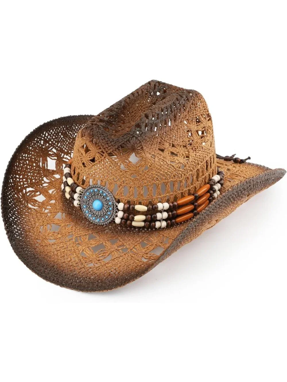 Men's Khaki Pull-On Western Cattleman Style Wide Shapeable Brim Cowboy Hat